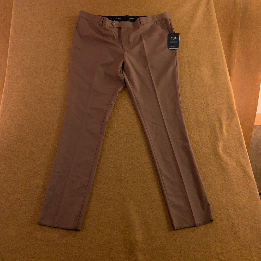 Statement Mens 44 Copper Brown 100% Wool PL-100 Dress Pants NWT